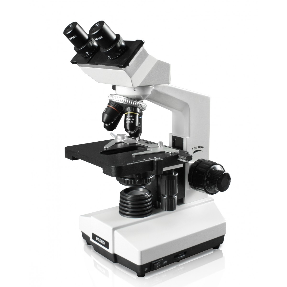 1.25 NA Abbe Condenser 10x WF Eyepiece Parco Scientific RCM-602-L Monocular Compound Microscope 40x—1000x Magnification LED Koehler Illumination Mechanical Stage Coaxial Coarse & Fine Focus 
