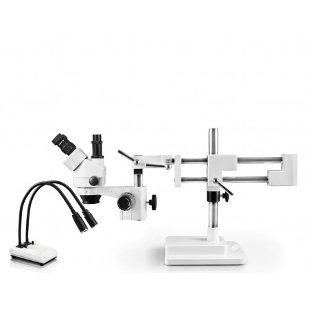 PA-5F-IHL20 Simul-Focal Trinocular Zoom Stereo Microscope - 0.7X - 4.5X Zoom Range, Dual Gooseneck LED Light