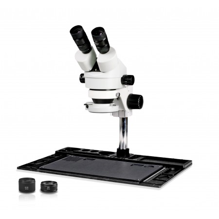 PA-10EZ-IFR07 Binocular Zoom Stereo Microscope - 0.7X - 4.5X Zoom Range, 0.5X & 2.0X Auxiliary Lenses, 144-LED Ring Light