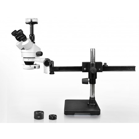 PA-2AFZ-IFR07-10N Simul-Focal Trinocular Zoom Stereo Microscope - 0.7X-4.5X Zoom Range, 0.5X & 2.0X Auxiliary Lenses, 144-LED Ring Light, 10MP Digital Eyepiece Camera