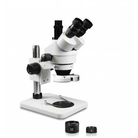 PA-1FZ-IFR07 Simul-Focal Trinocular Zoom Stereo Microscope - 0.7X-4.5X Zoom Range, 0.5X & 2.0X Auxiliary Lenses, 144-LED Ring Light