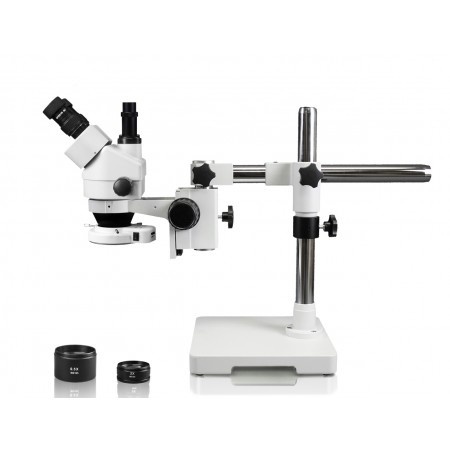 PA-3FZ-IFR07 Simul-Focal Trinocular Zoom Stereo Microscope - 0.7X - 4.5X Zoom Range, 0.5X & 2.0X Auxiliary Lenses, 144-LED Ring Light