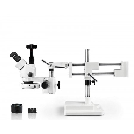 PA-5FZ-IFR07-5607NS Simul-Focal Trinocular Zoom Stereo Microscope - 0.7X - 4.5X Zoom Range, 0.5X & 2.0X Auxiliary Lenses, 144-LED Ring Light, 16MP Digital Camera