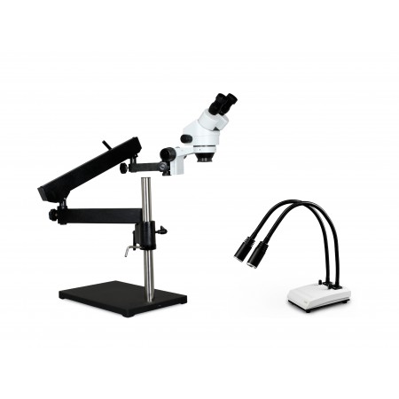 PA-9E-IHL20 Binocular Zoom Stereo Microscope - 0.7X - 4.5X Zoom Range, Dual Gooseneck LED Light