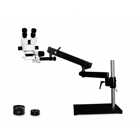 PA-9EZ-IFR07 Binocular Zoom Stereo Microscope - 0.7X - 4.5X Zoom Range, 0.5X & 2.0X Auxiliary Lenses, 144-LED Ring Light