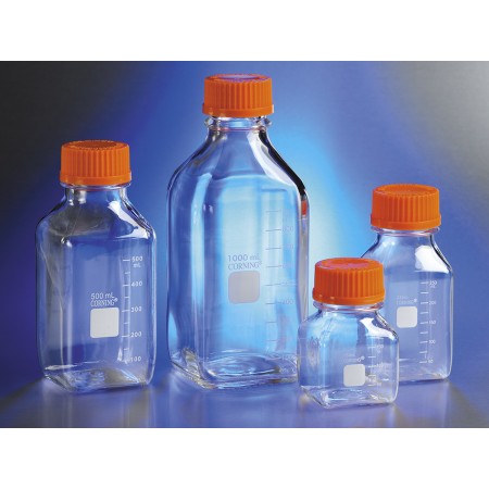 Pyrex Square Glass Media Storage Bottles with Screw Cap