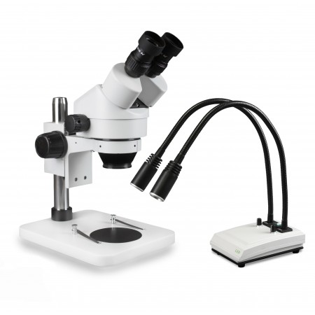 PA-1E-IHL20 Binocular Zoom Stereo Microscope - 0.7X-4.5X Zoom Range, Dual Gooseneck LED Light