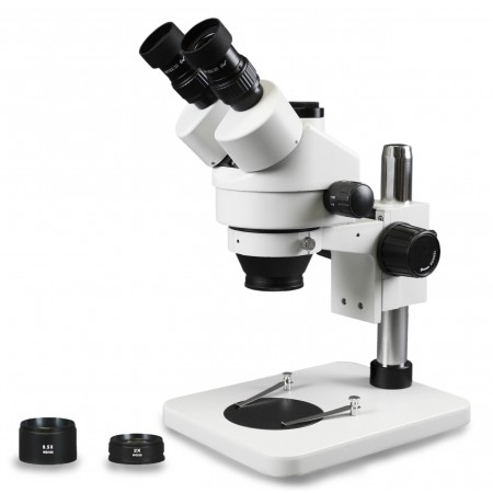 PA-1FZ Simul-Focal Trinocular Zoom Stereo Microscope - 0.7X-4.5X Zoom Range, 0.5X & 2.0X Auxiliary Lenses