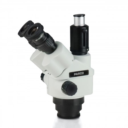 Simul-Focal Trinocular Zoom Stereo Microscope Head with Lockable Zoom