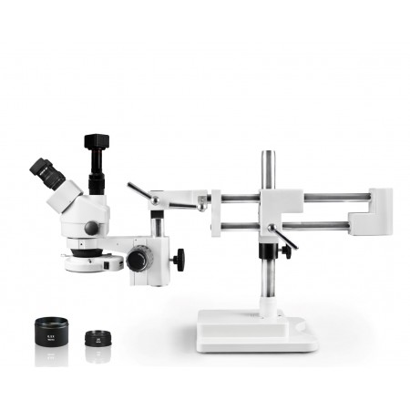 PA-5FZ-IFR07-5N Simul-Focal Trinocular Zoom Stereo Microscope - 0.7X - 4.5X Zoom Range, 0.5X & 2.0X Auxiliary Lenses, 144-LED Ring Light, 5MP Digital CMOS Camera