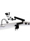 PA-7FZ-IHL20-3N Simul-Focal Trinocular Zoom Stereo Microscope - 0.7X - 4.5X Zoom Range, 0.5X & 2.0X Auxiliary Lenses, Dual Gooseneck LED Light, 3MP Digital Eyepiece Camera