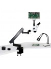 PA-7FZ-IHL20-RET11.6 Simul-Focal Trinocular Zoom Stereo Microscope - 0.7X - 4.5X Zoom Range, 0.5X & 2.0X Auxiliary Lenses, Dual Gooseneck LED Light, 11.6" HD Retina Screen With 5MP Camera