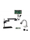 PA-9FZ-IHL20-RET11.6 Simul-Focal Trinocular Zoom Stereo Microscope - 0.7X - 4.5X Zoom Range, 0.5X & 2.0X Auxiliary Lenses, Dual Gooseneck LED Light, 11.6" HD Retina Screen With 5MP Camera