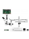 PA-5FZ-IFR07-RET11.6 Simul-Focal Trinocular Zoom Stereo Microscope - 0.7X - 4.5X Zoom Range, 0.5X & 2.0X Auxiliary Lenses, 144-LED Ring Light, 11.6" HD Retina Screen With 5MP Camera