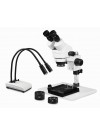 PA-1AEZ-IHL20-MS Binocular Zoom Stereo Microscope - 0.7X-4.5X Zoom Range, 0.5X & 2.0X Auxiliary Lenses, Mechanical Stage, Dual Gooseneck LED Light