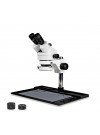 PA-10FZ-IFR07 Simul-Focal Trinocular Zoom Stereo Microscope - 0.7X - 4.5X Zoom Range, 0.5X & 2.0X Auxiliary Lenses, 144-LED Ring Light