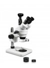 PA-1FZ-IFR07-3N Simul-Focal Trinocular Zoom Stereo Microscope - 0.7X-4.5X Zoom Range, 0.5X & 2.0X Auxiliary Lenses, 144-LED Ring Light, 3MP Digital Eyepiece Camera