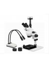 PA-1AFZ-IHL20-10N-MS Simul-Focal Trinocular Zoom Stereo Microscope - 0.7X-4.5X Zoom Range, 0.5X & 2.0X Auxiliary Lenses, Mechanical Stage, Dual Gooseneck LED Light, 10MP Digital Eyepiece Camera