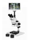 PA-1AFZ-IFR07-RET11.6-MS Simul-Focal Trinocular Zoom Stereo Microscope - 0.7X-4.5X Zoom Range, 0.5X & 2.0X Auxiliary Lenses, Mechanical Stage, 144-LED Ring Light, 11.6" HD Retina Screen With 5MP Camera