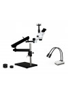 PA-9FZ-IHL20-10N Simul-Focal Trinocular Zoom Stereo Microscope - 0.7X - 4.5X Zoom Range, 0.5X & 2.0X Auxiliary Lenses, Dual Gooseneck LED Light, 10MP Digital Digital Camera