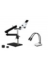 PA-9EZ-IHL20 Binocular Zoom Stereo Microscope - 0.7X - 4.5X Zoom Range, 0.5X & 2.0X Auxiliary Lenses, Dual Gooseneck LED Light