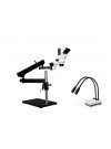 PA-9F-IHL20 Simul-Focal Trinocular Zoom Stereo Microscope - 0.7X - 4.5X Zoom Range, Dual Gooseneck LED Light
