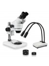 PA-1EZ-IHL20 Binocular Zoom Stereo Microscope - 0.7X-4.5X Zoom Range, 0.5X & 2.0X Auxiliary Lenses, Dual Gooseneck LED Light