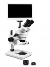 PA-1AFZ-IFR07-RET11.6 Simul-Focal Trinocular Zoom Stereo Microscope - 0.7X-4.5X Zoom Range, 0.5X & 2.0X Auxiliary Lenses, 144-LED Ring Light, 11.6" HD Retina Screen With 5MP Camera
