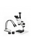 PA-1AFZ-IHL20-5N-MS Simul-Focal Trinocular Zoom Stereo Microscope - 0.7X-4.5X Zoom Range, 0.5X & 2.0X Auxiliary Lenses, Mechanical Stage, Dual Gooseneck LED Light, 5MP Digital CMOS Camera