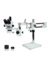 PA-5IZ-IFR09W Simul-Focal Trinocular Zoom Stereo Microscope - 0.7X - 5X Zoom Range, 0.5X & 2.0X Auxiliary Lenses, 144-LED Adjustable Ring Light