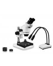 PA-1EZ-IHL20-MS Binocular Zoom Stereo Microscope - 0.7X-4.5X Zoom Range, 0.5X & 2.0X Auxiliary Lenses, Mechanical Stage, Dual Gooseneck LED Light 