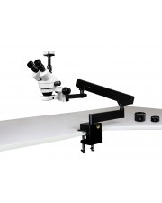 PA-7FZ-IFR07-10N Simul-Focal Trinocular Zoom Stereo Microscope - 0.7X - 4.5X Zoom Range, 0.5X & 2.0X Auxiliary Lenses, 144-LED Ring Light, 10MP Digital Eyepiece Camera 