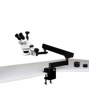 PA-7FZ-IFR07-3N Simul-Focal Trinocular Zoom Stereo Microscope - 0.7X - 4.5X Zoom Range, 0.5X & 2.0X Auxiliary Lenses, 144-LED Ring Light, 3MP Digital Eyepiece Camera 