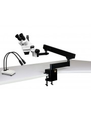 PA-7F-IHL20 Simul-Focal Trinocular Zoom Stereo Microscope - 0.7X - 4.5X Zoom Range, Dual Gooseneck LED Light 