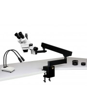 PA-7FZ-IHL20 Simul-Focal Trinocular Zoom Stereo Microscope - 0.7X - 4.5X Zoom Range, 0.5X & 2.0X Auxiliary Lenses, Dual Gooseneck LED Light 