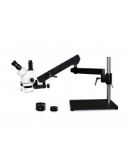 PA-9FZ-IFR07 Simul-Focal Trinocular Zoom Stereo Microscope - 0.7X - 4.5X Zoom Range, 0.5X & 2.0X Auxiliary Lenses, 144-LED Ring Light 