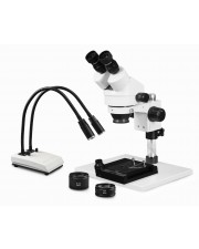 PA-1AEZ-IHL20-MS Binocular Zoom Stereo Microscope - 0.7X-4.5X Zoom Range, 0.5X & 2.0X Auxiliary Lenses, Mechanical Stage, Dual Gooseneck LED Light 