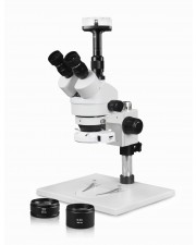 PA-1AFZ-IFR07-10N Simul-Focal Trinocular Zoom Stereo Microscope - 0.7X-4.5X Zoom Range, 0.5X & 2.0X Auxiliary Lenses, 144-LED Ring Light, 10MP Digital Eyepiece Camera 