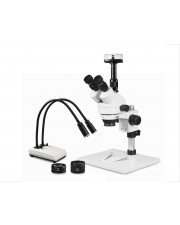 PA-1AFZ-IHL20-10N Simul-Focal Trinocular Zoom Stereo Microscope - 0.7X-4.5X Zoom Range, 0.5X & 2.0X Auxiliary Lenses, Dual Gooseneck LED Light, 10MP Digital Eyepiece Camera 