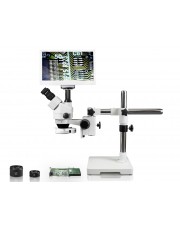 PA-3FZ-IFR07-RET11.6 Simul-Focal Trinocular Zoom Stereo Microscope - 0.7X - 4.5X Zoom Range, 0.5X & 2.0X Auxiliary Lenses, 144-LED Ring Light, 11.6" HD Retina Screen With 5MP Camera 