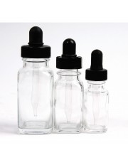 French Square Flint Bottles w/Droppers 