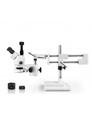 PA-5FZ-IFR07-5NS-WH Simul-Focal Trinocular Zoom Stereo Microscope - 0.7X - 4.5X Zoom Range, 0.5X & 2.0X Auxiliary Lenses, 144-LED Ring Light, 5MP WiFi  Digital Camera 