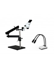 PA-9E-IHL20 Binocular Zoom Stereo Microscope - 0.7X - 4.5X Zoom Range, Dual Gooseneck LED Light 