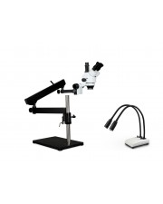 PA-9F-IHL20 Simul-Focal Trinocular Zoom Stereo Microscope - 0.7X - 4.5X Zoom Range, Dual Gooseneck LED Light 