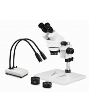 PA-1AEZ-IHL20 Binocular Zoom Stereo Microscope - 0.7X-4.5X Zoom Range, 0.5X & 2.0X Auxiliary Lenses, Dual Gooseneck LED Light 