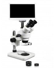 PA-1FZ-IFR07-RET11.6 Simul-Focal Trinocular Zoom Stereo Microscope - 0.7X-4.5X Zoom Range, 0.5X & 2.0X Auxiliary Lenses, 144-LED Ring Light, 11.6" HD Retina Screen with 5MP Camera 
