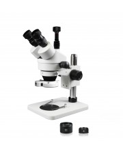 PA-1FZ-IFR07-5NS-WH Simul-Focal Trinocular Zoom Stereo Microscope - 0.7X-4.5X Zoom Range, 0.5X & 2.0X Auxiliary Lenses, 144-LED Ring Light, 5MP WiFi Digital Camera 