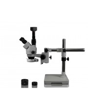PA-3FZ-IFR07-5N Simul-Focal Trinocular Zoom Stereo Microscope - 0.7X - 4.5X Zoom Range, 0.5X & 2.0X Auxiliary Lenses, 144-LED Ring Light, 5MP Digital CMOS Camera 