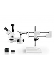 PA-5FZ-IFR07-5N Simul-Focal Trinocular Zoom Stereo Microscope - 0.7X - 4.5X Zoom Range, 0.5X & 2.0X Auxiliary Lenses, 144-LED Ring Light, 5MP Digital CMOS Camera 